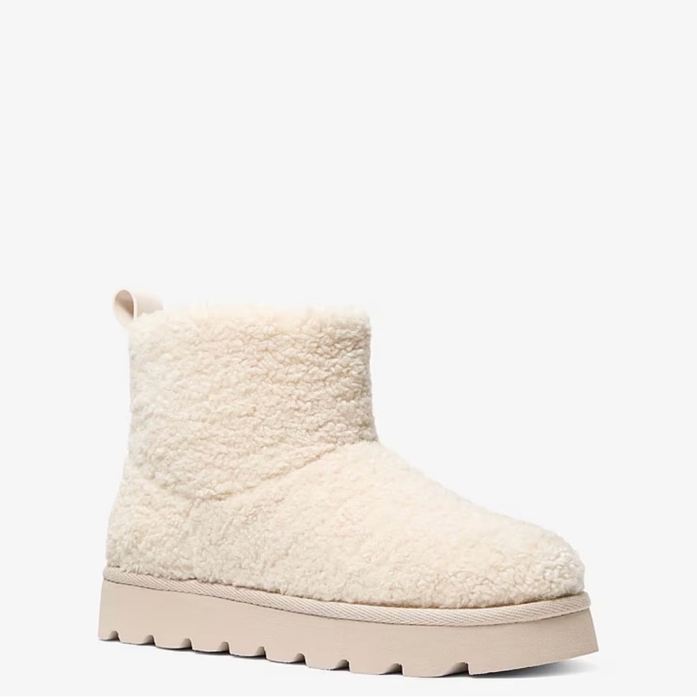 Michael Kors Cream Sherpa Platform Ankle Bootie